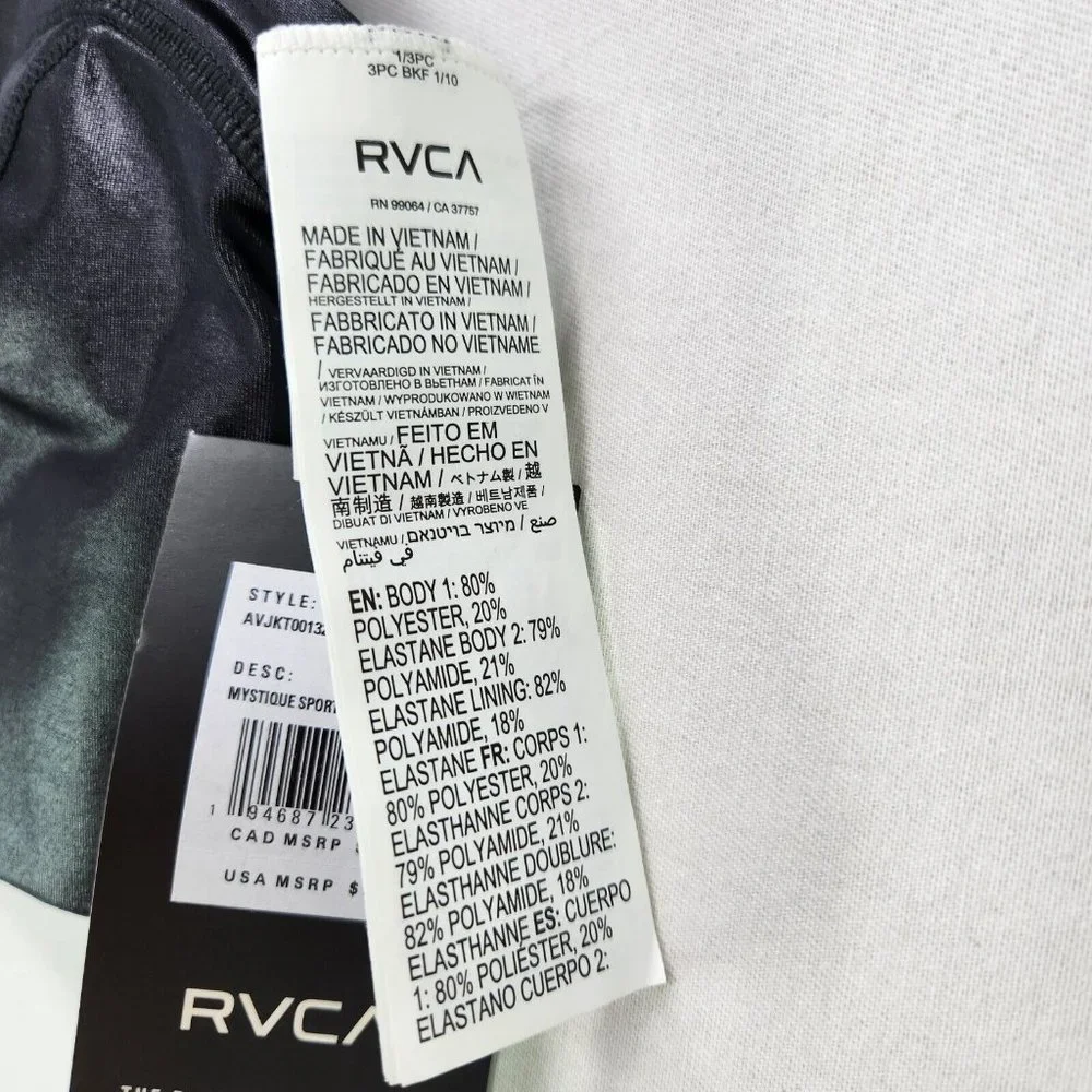 RVCA Sports Bra Adults XS Slick Black Matte Shine Womens New - Picture 9 of 10